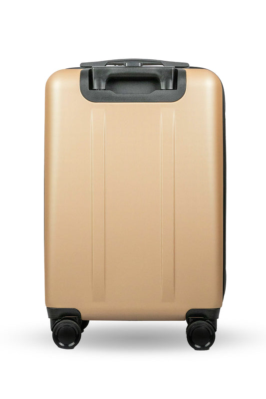 Maleta de cabina Camel Brown 10kg con cierre doble antirrobos, candado TSA y espacio frontal para laptop